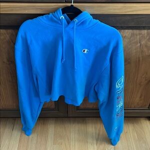 Champion Blue Cropped Hoodie